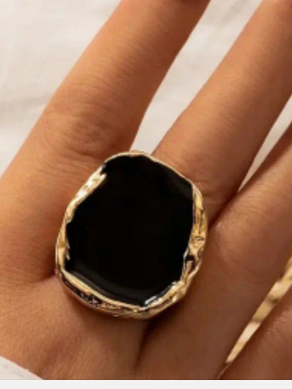 3 For $10🆕Gold Black Chunky Statement Ring Sz8